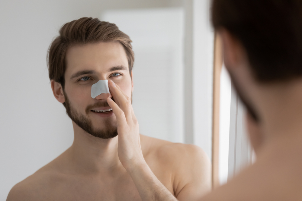 Man after rhinoplasty procedure